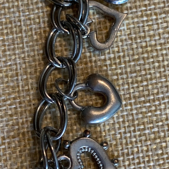 Heart charm bracelet, silver tone with pearl and crystal accents - Picture 5 of 11